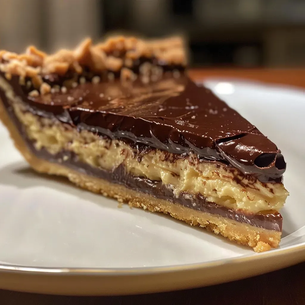 Side view of an unbaked chocolate tart displaying layers of chocolate.