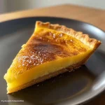 A delicious slice of lemon tart featuring a golden crust and creamy lemon filling.