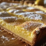 A delicious rustic lemon tart with a flaky crust and a glossy lemon filling.