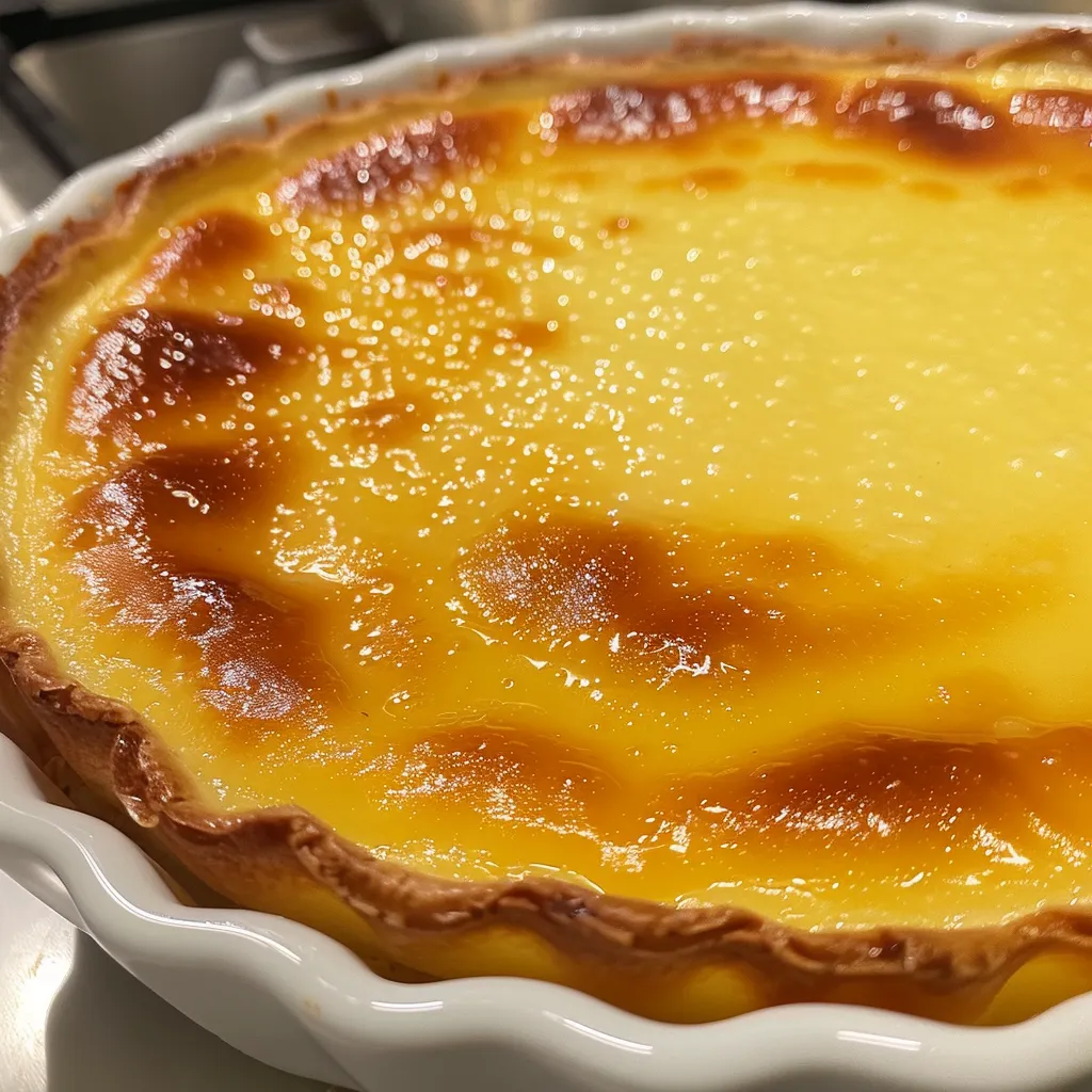 Side view of luscious vanilla crème pâtissière in a small dish.