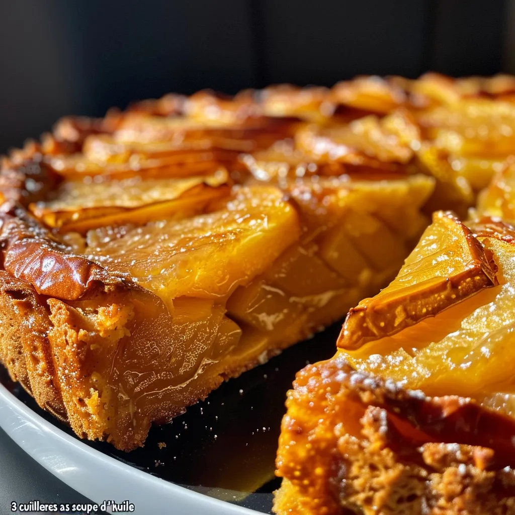 Detailed view of a delicious apple cake with almond cream, highlighting its texture.